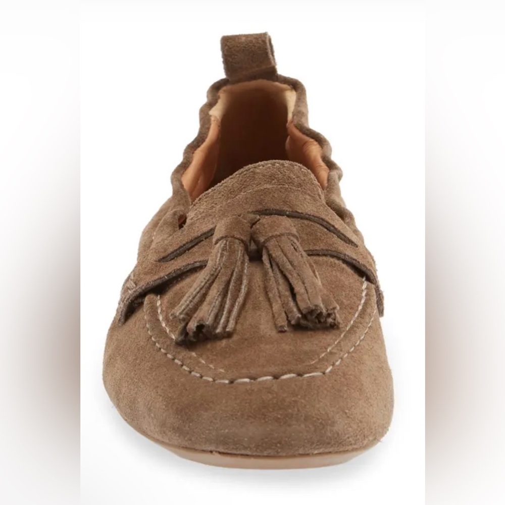 Aquatalia Journee Tassel Loafer (Women Brown Suede Tassel Loafers Sz 5.5